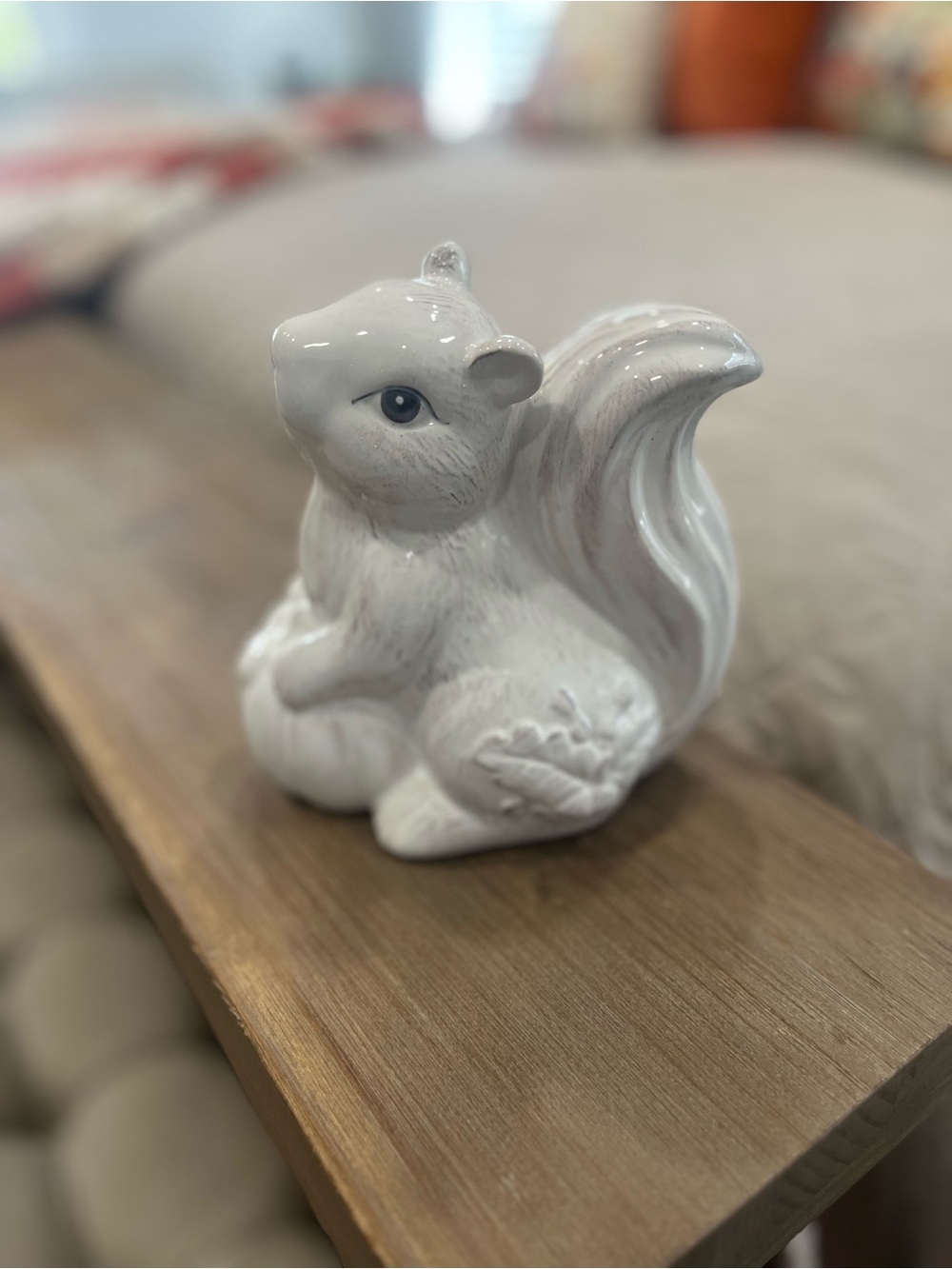 Hobby Lobby Glossy White Ceramic Squirrel Figurine